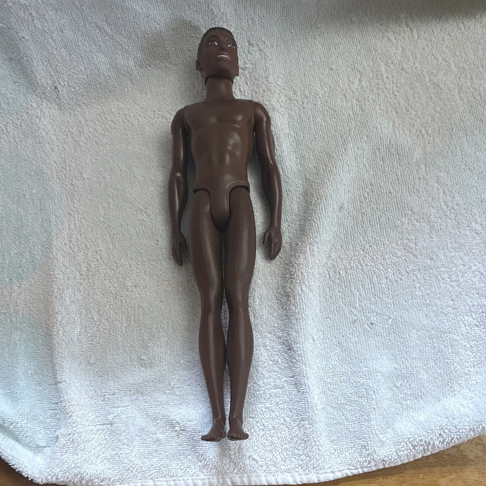 Barbie Fashionistas / Ken Nude Male Doll - Dark Skin Tone, Black Molded Hair